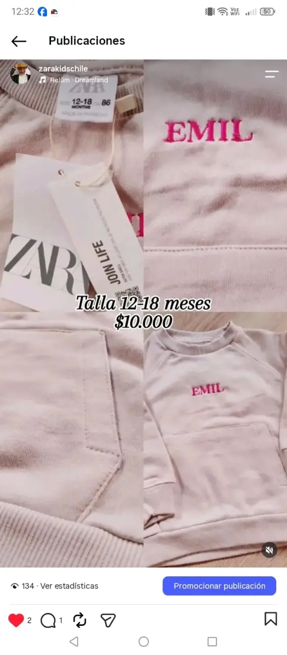 Polera rosa para niña Zara talla 11-12 - 2