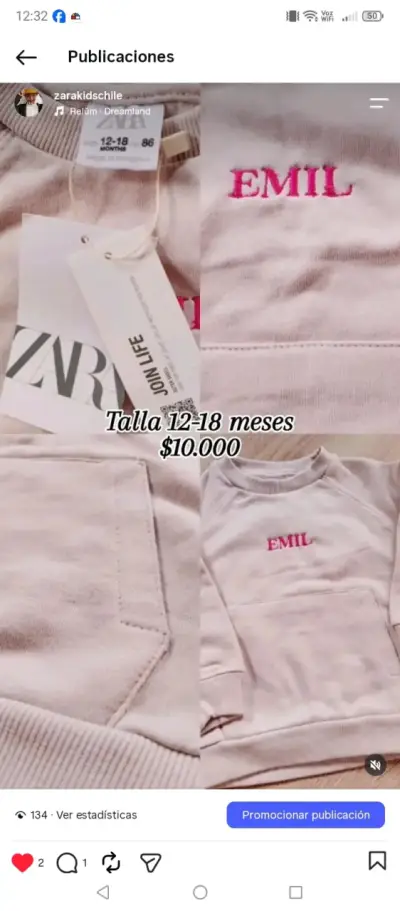 Polera rosa para niña Zara talla 11-12 - miniatura 2