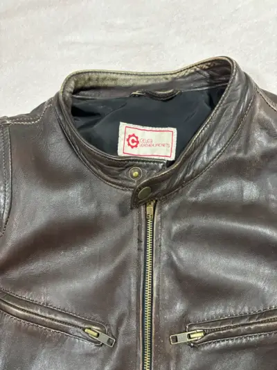 Chaqueta de cuero marrón  hombre - miniatura 2