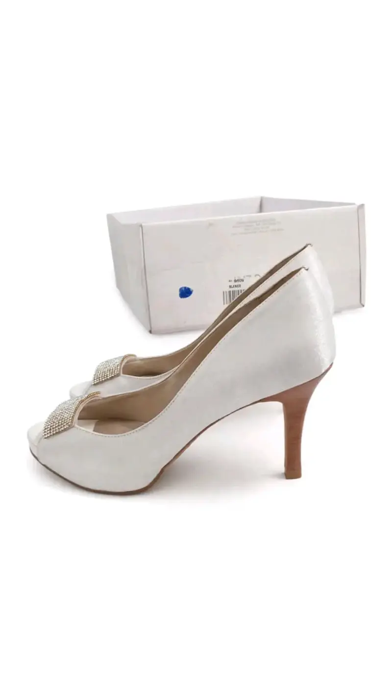 Zapatos de novia blanco con Brillo Luz Da Lua - 2