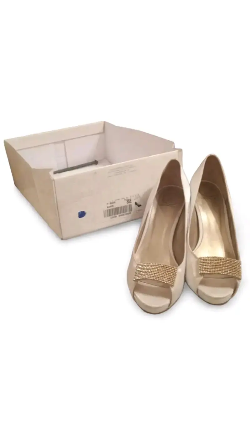 Zapatos de novia blanco con Brillo Luz Da Lua - 3
