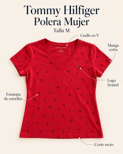 Polera Mujer Tommy Hilfiger Roja Estampada - miniatura 1