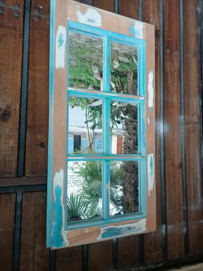 Espejo decorativo con marco de ventana vintage - miniatura 2