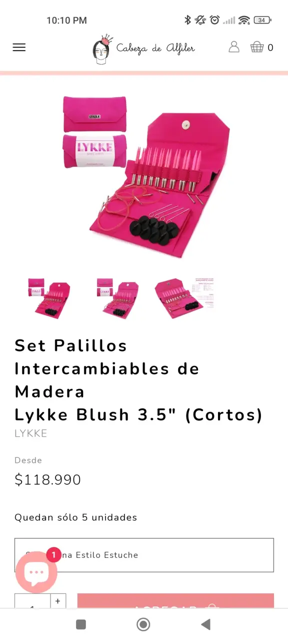 Set de Palillos Intercambiables Lykke Blush 3.5" - 2