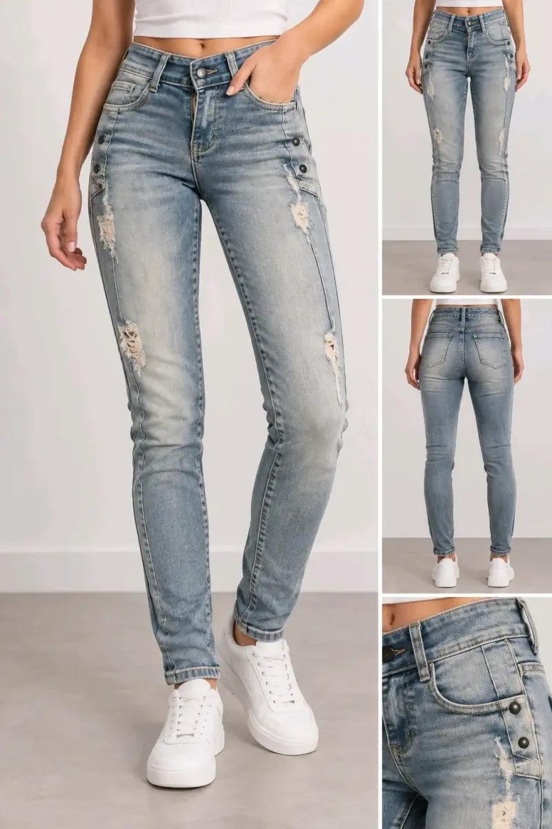 Best west jeans ajustados para mujer con diseños - 3