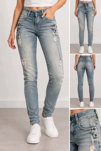Best west jeans ajustados para mujer con diseños - miniatura 3