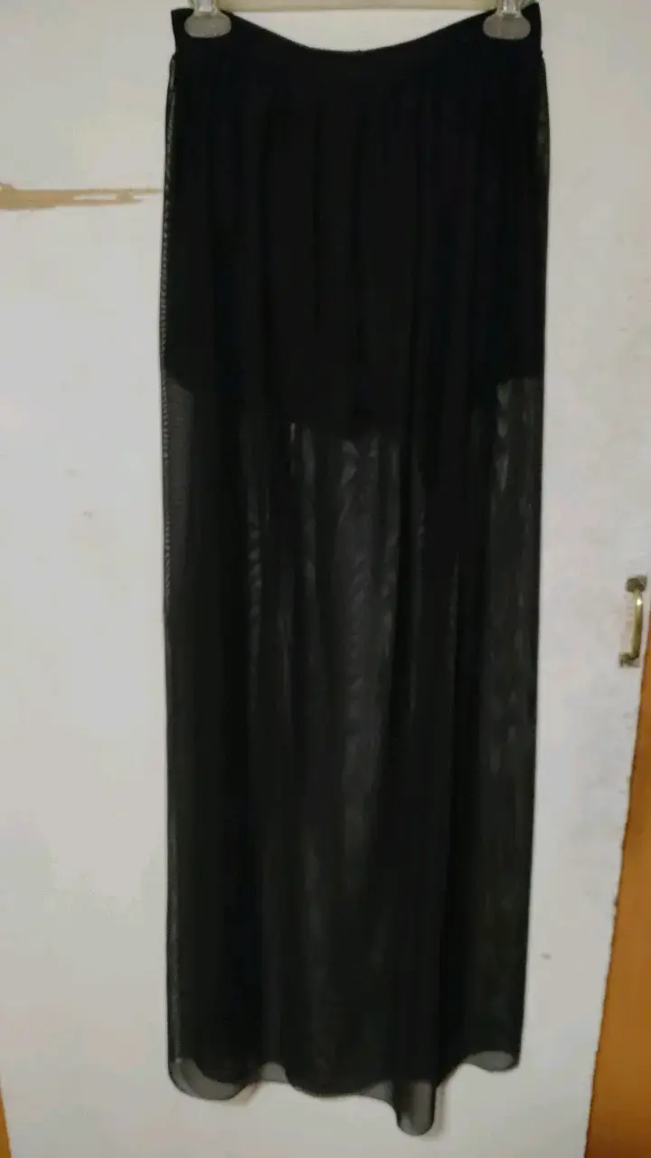 Falda larga negra transparente para mujer - 2