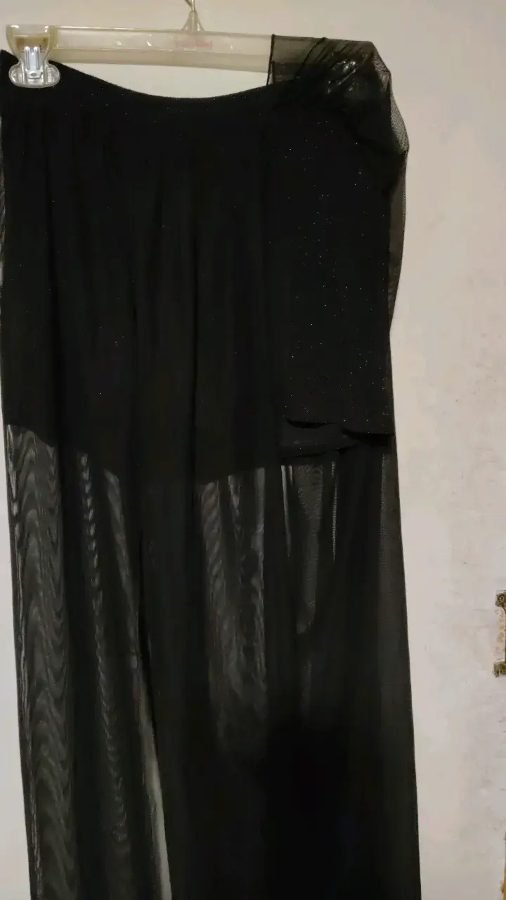 Falda larga negra transparente para mujer - 4