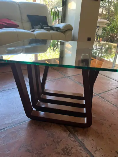 Mesa de Centro de Vidrio y Madera Rosen Moderna - miniatura 1