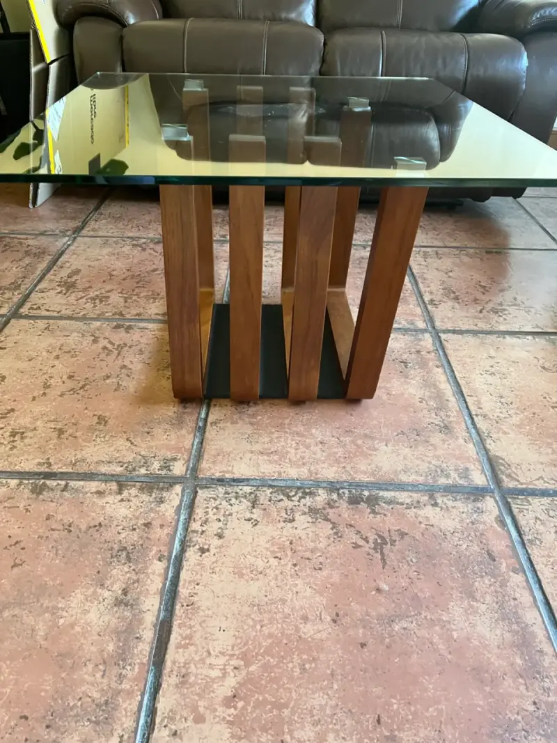 Mesa de Centro de Vidrio y Madera Rosen Moderna - 2
