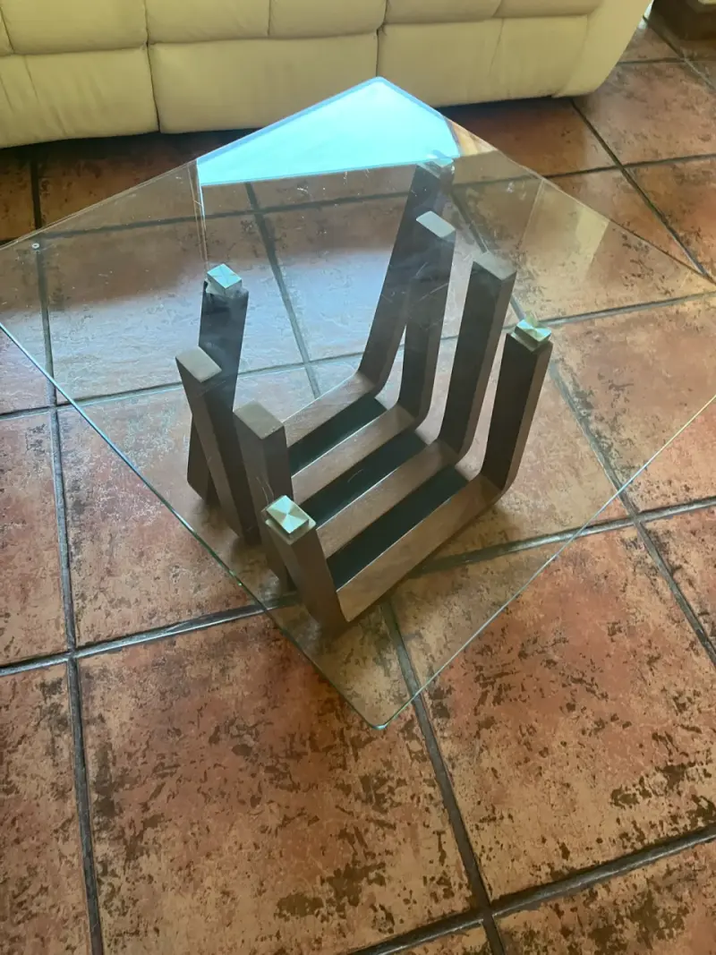 Mesa de Centro de Vidrio y Madera Rosen Moderna - 3