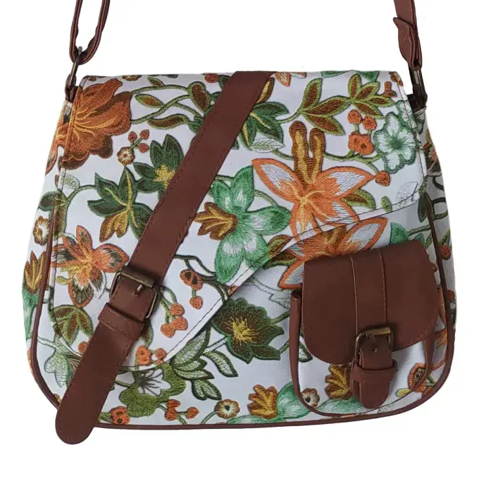 Cartera Bandolera Floral Ecocuero - NUEVA - 1