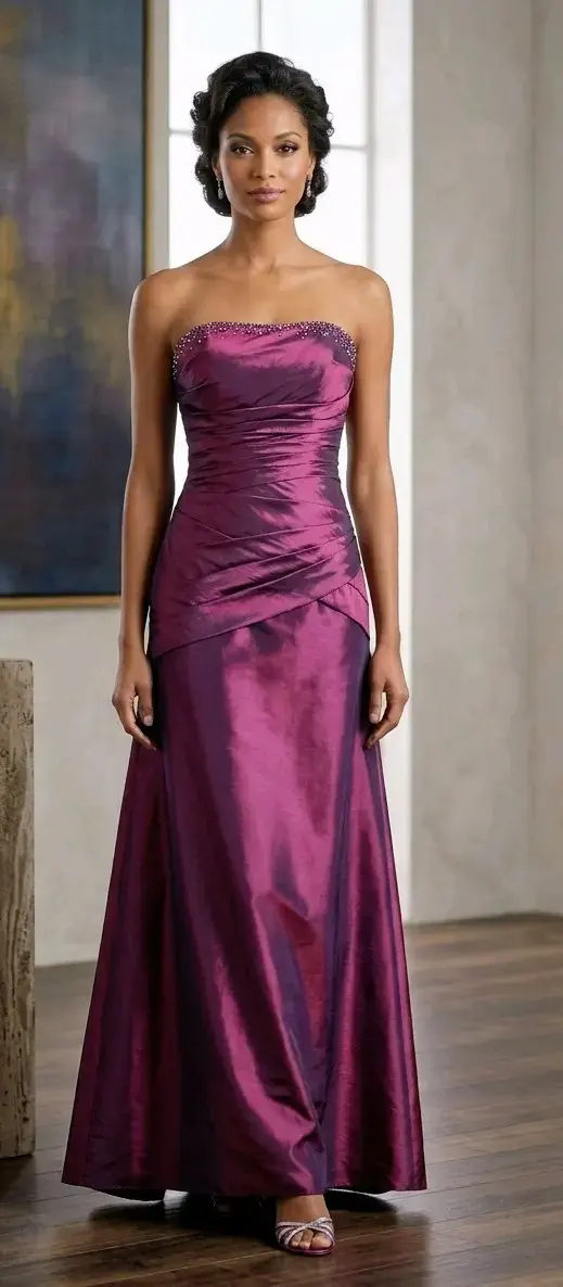 Vestido de noche largo color morado elegante - 1
