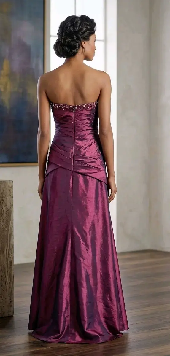 Vestido de noche largo color morado elegante - 2