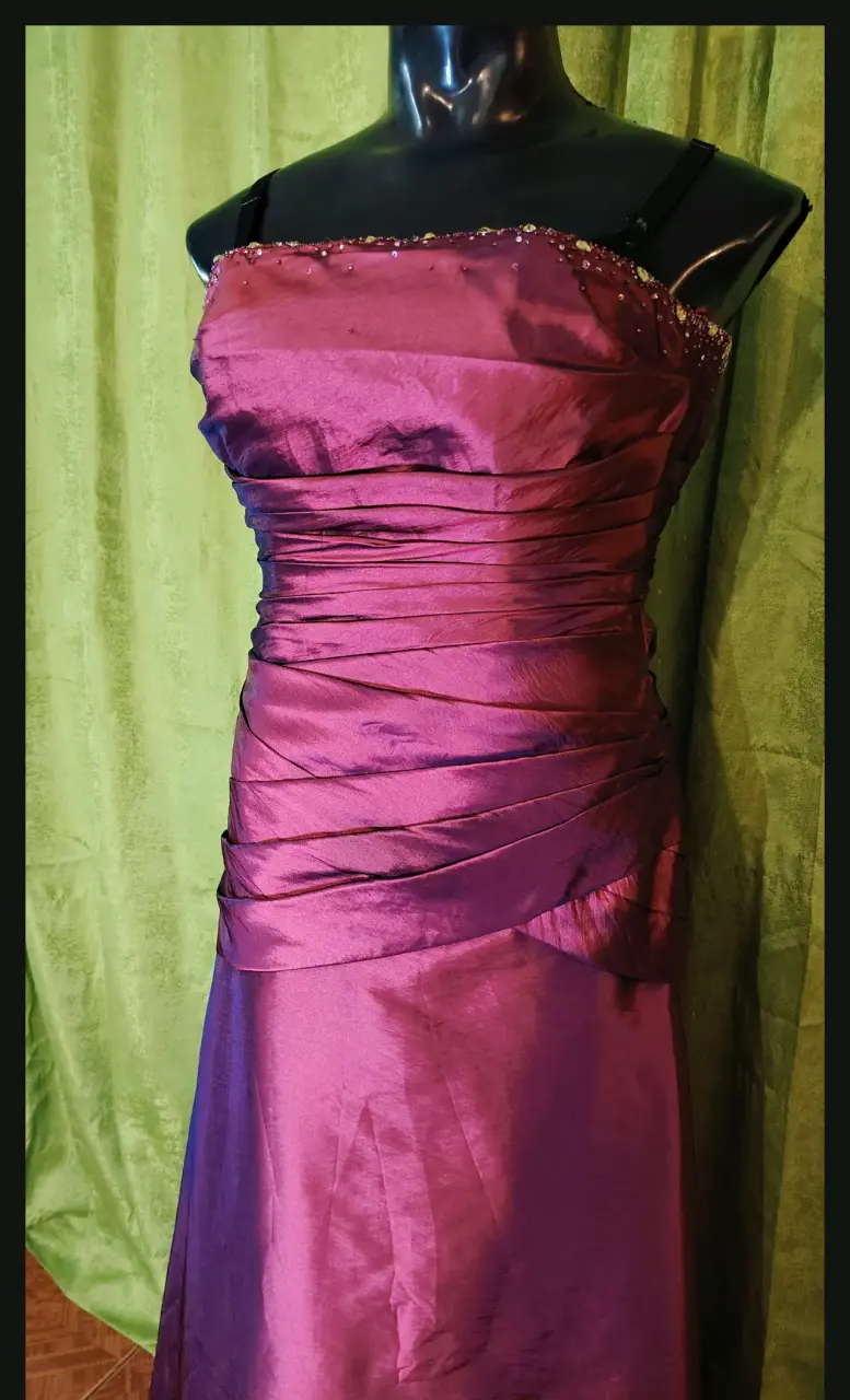Vestido de noche largo color morado elegante - 3