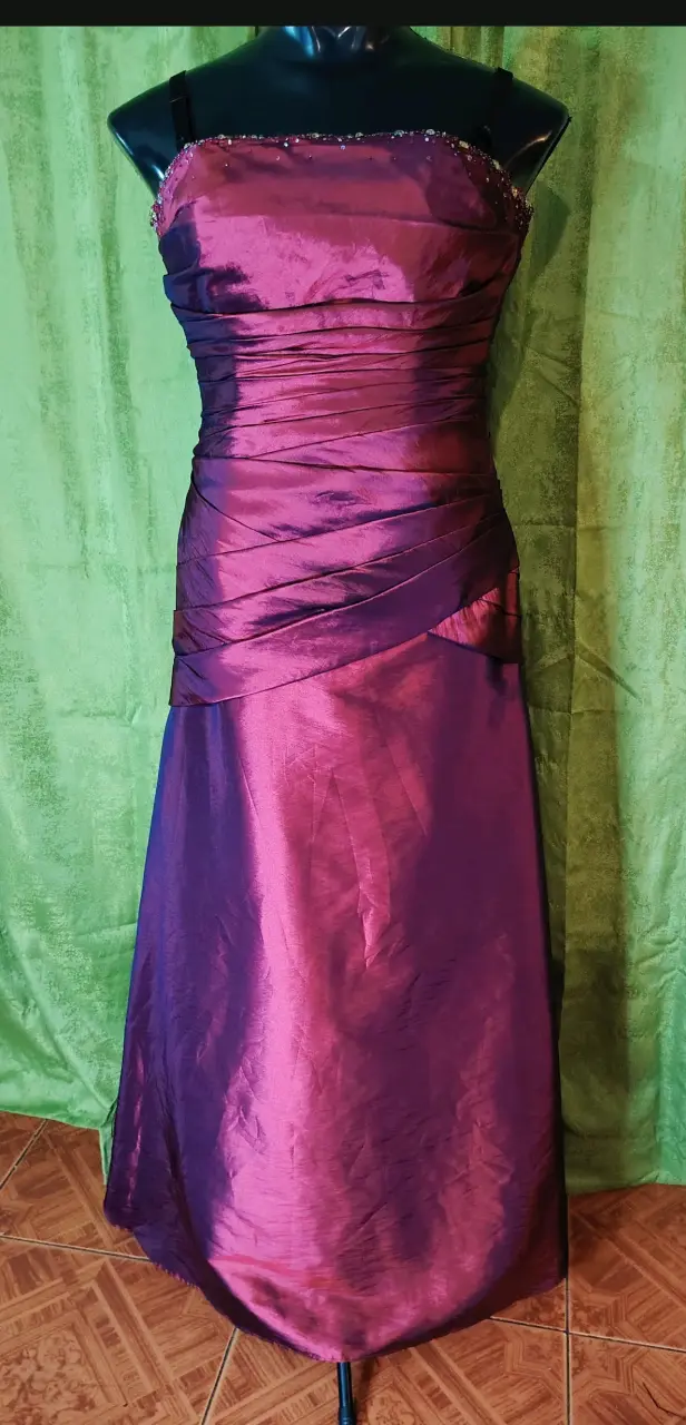 Vestido de noche largo color morado elegante - 5
