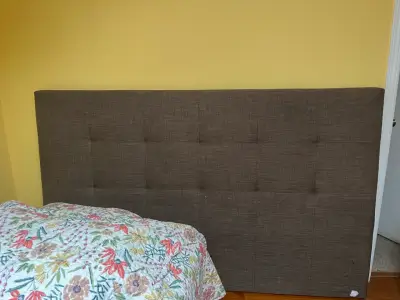 Respaldo cama king Rosen tela gris - miniatura 2
