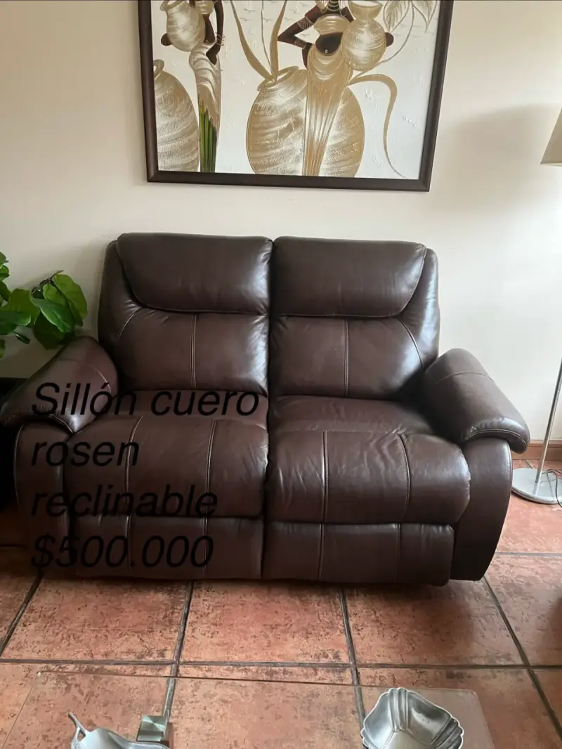 Sofá reclinable de cuero marrón marca Rosen Rosen - 1
