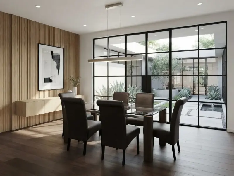 Mesa Comedor de vidrio madera y metal con 6 sillas - 5