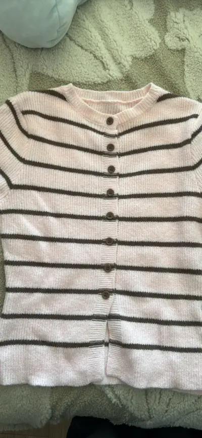Cardigan de rayas rosado y marrón - miniatura 1