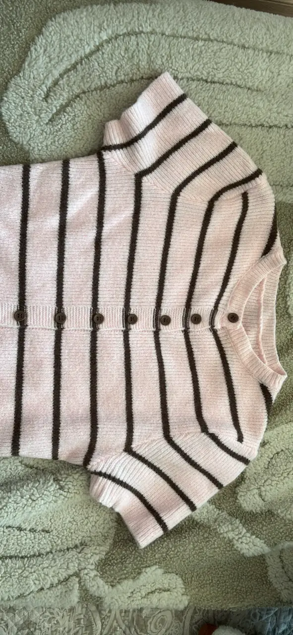 Cardigan de rayas rosado y marrón - 2