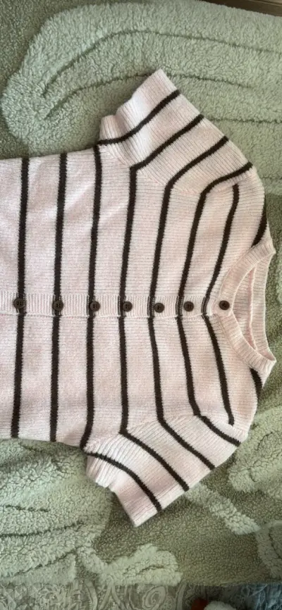 Cardigan de rayas rosado y marrón - miniatura 2