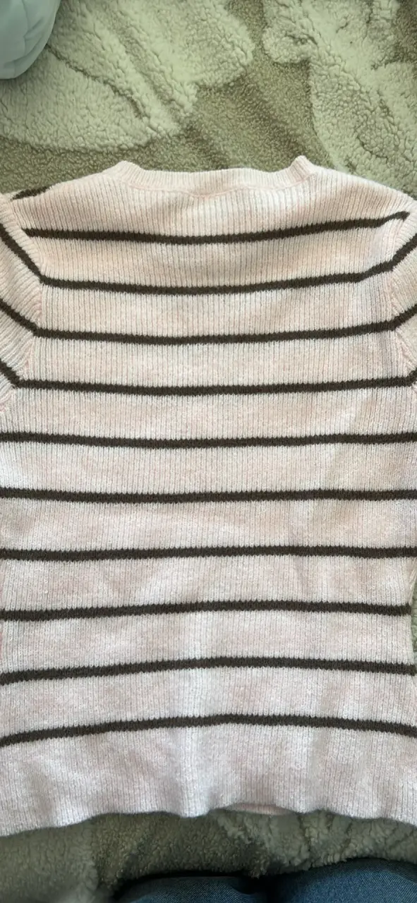 Cardigan de rayas rosado y marrón - 4
