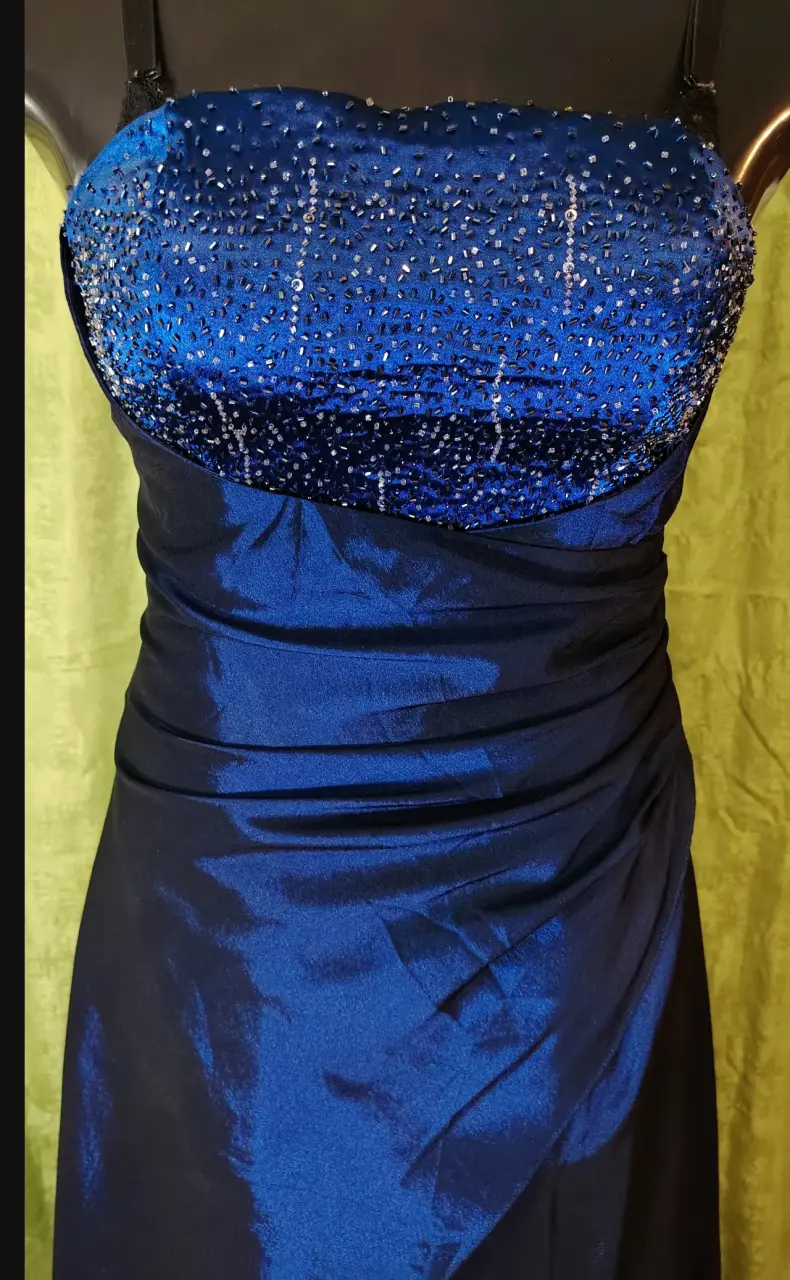 Vestido de noche azul con lentejuelas - 2