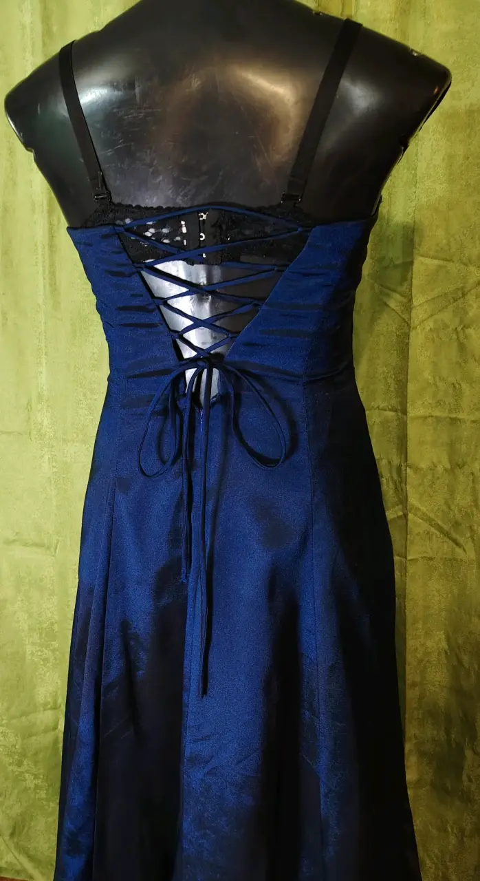 Vestido de noche azul con lentejuelas - 3