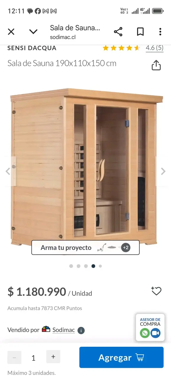 Sala de Sauna Sensi Dacqua 190x110x150 cm - 3
