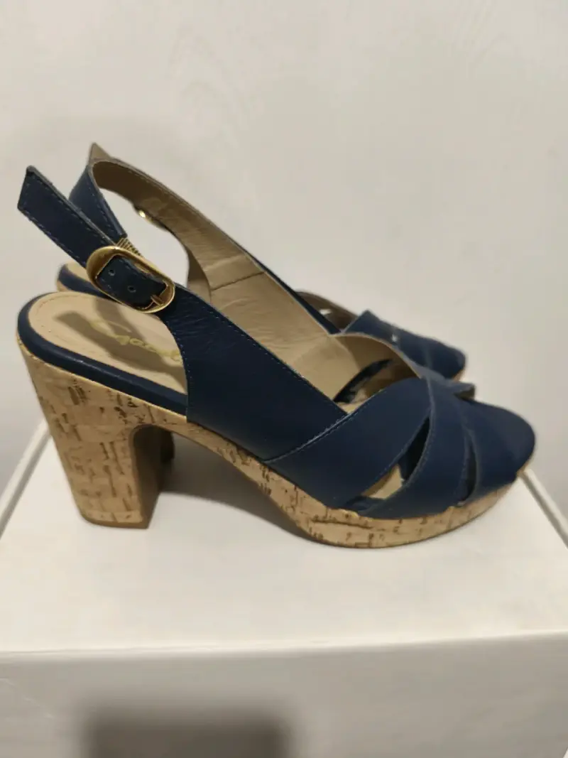 Sandalias de tacón alto azul para mujer - 2