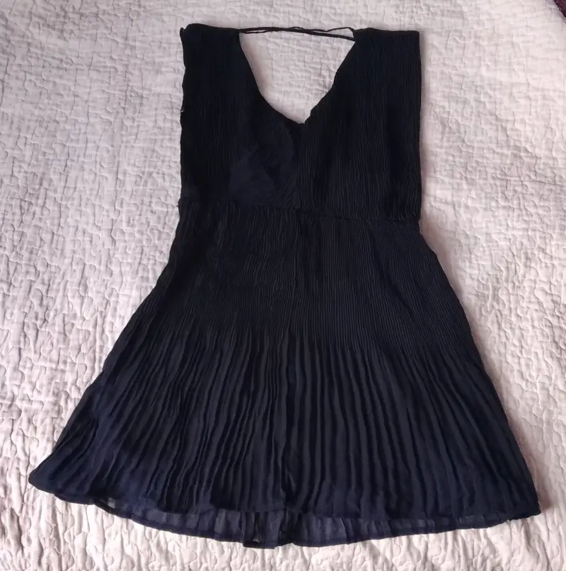 Vestido azul marino plisado elegante - 3