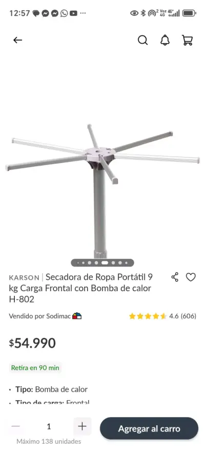 Secadora de Ropa Portátil Karson 9 kg con Bomba de Calor - miniatura 4
