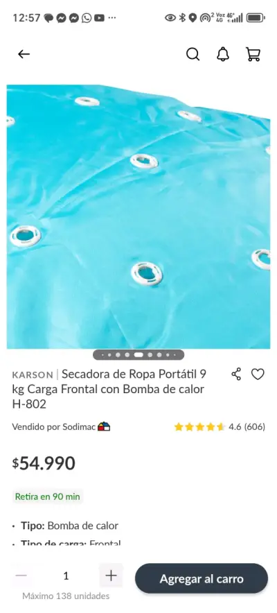 Secadora de Ropa Portátil Karson 9 kg con Bomba de Calor - miniatura 5