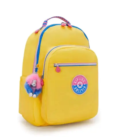 Mochila amarilla Kipling con llavero de mono - miniatura 1