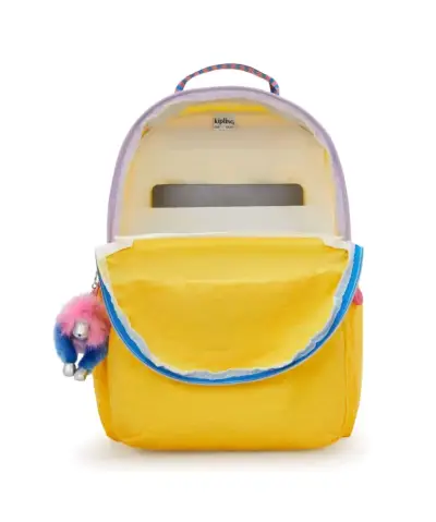 Mochila amarilla Kipling con llavero de mono - miniatura 2