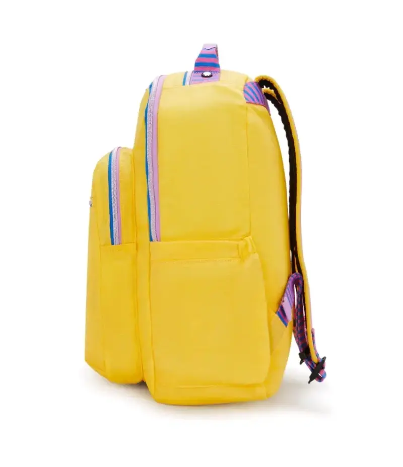Mochila amarilla Kipling con llavero de mono - 3