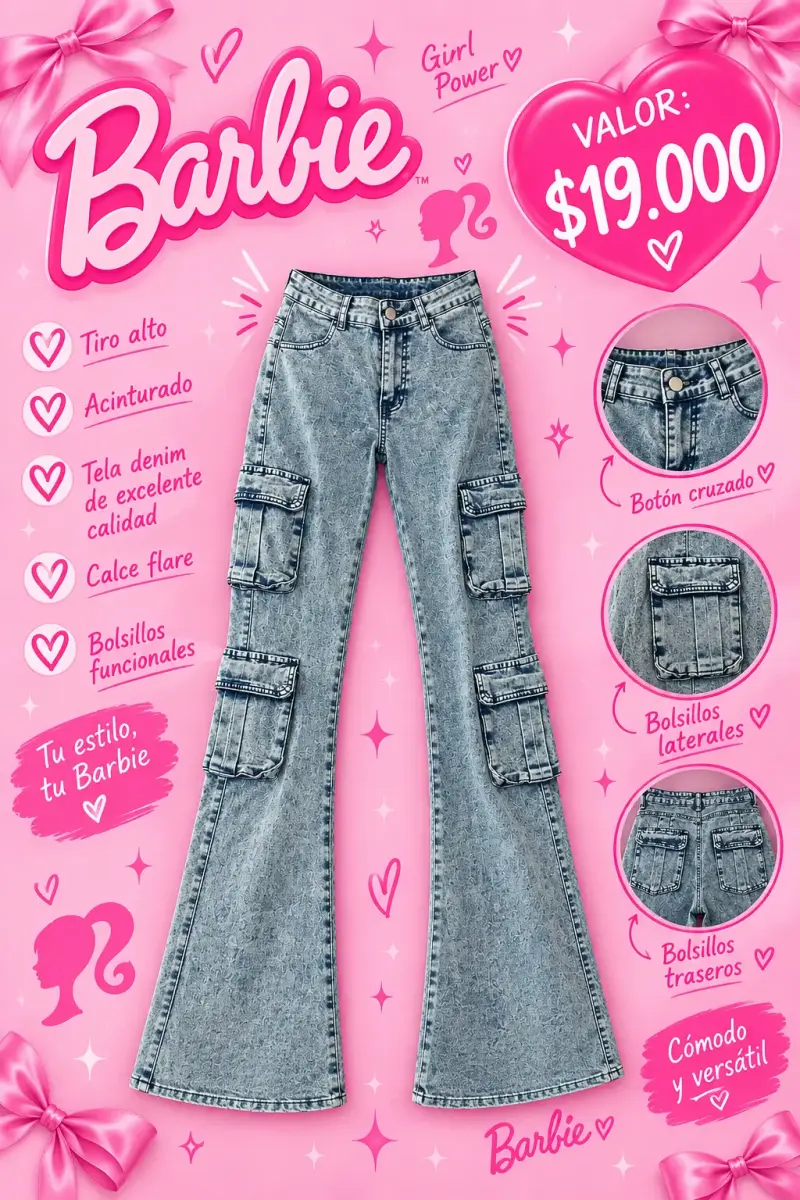 Pantalones flare tiro alto estilo Barbie - 2