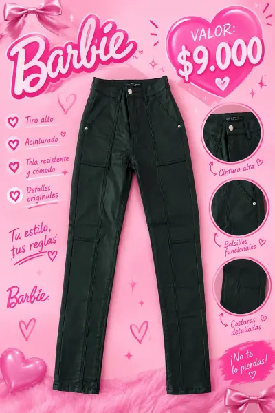 Pantalones flare tiro alto estilo Barbie - miniatura 3