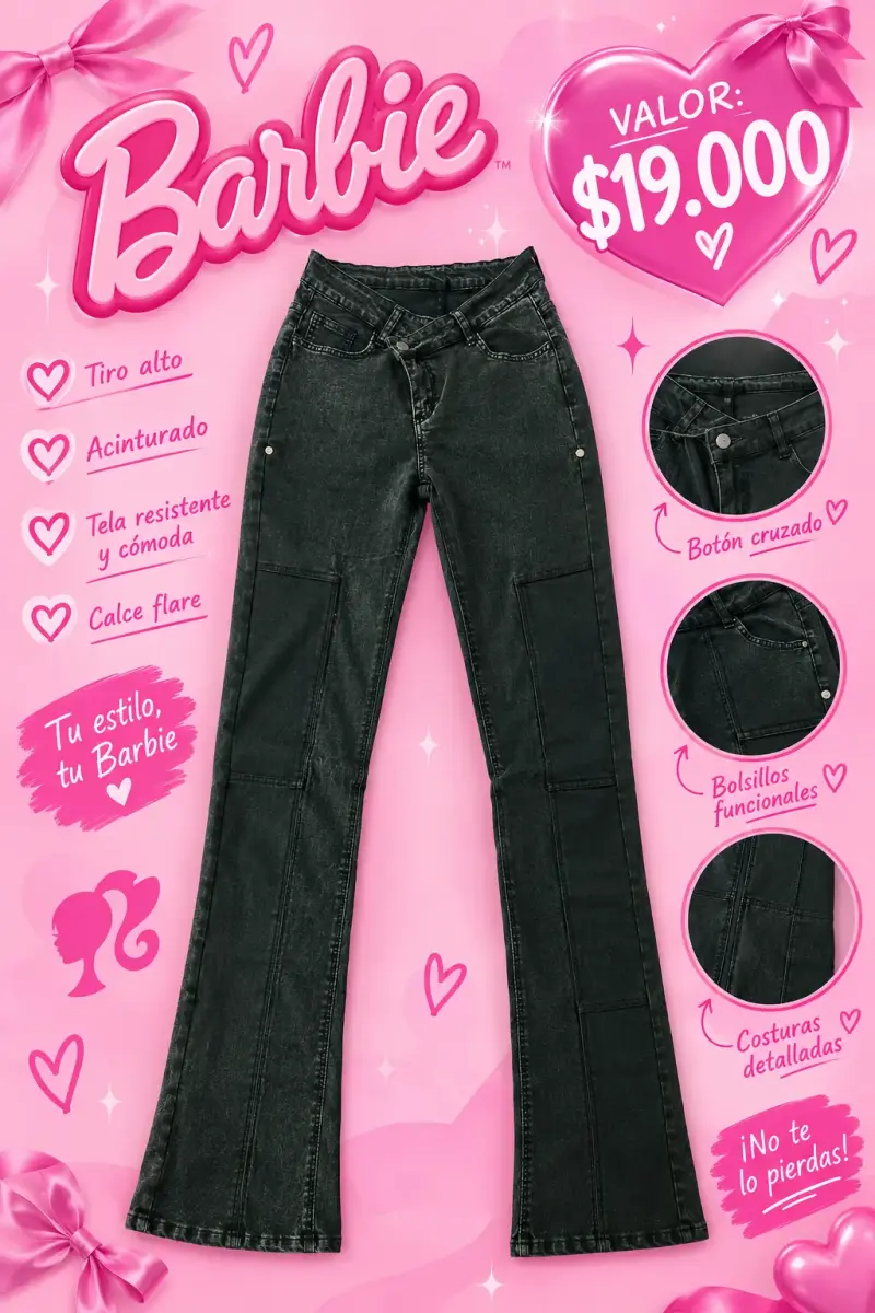 Pantalones flare tiro alto estilo Barbie - 4