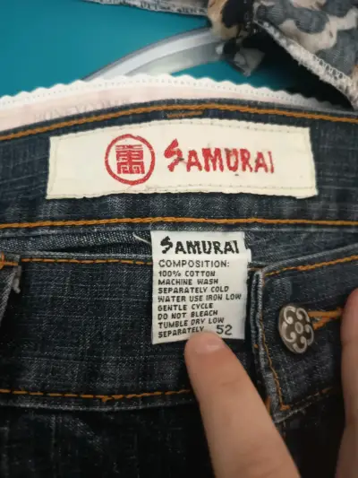 Jeans bordados Samurai de algodón talla 52 - miniatura 2