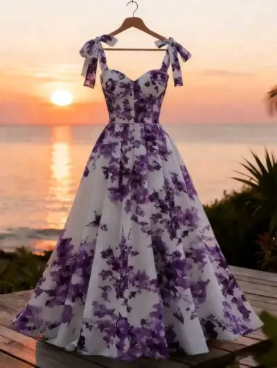 Vestido largo floral con tirantes ajustables - miniatura 2