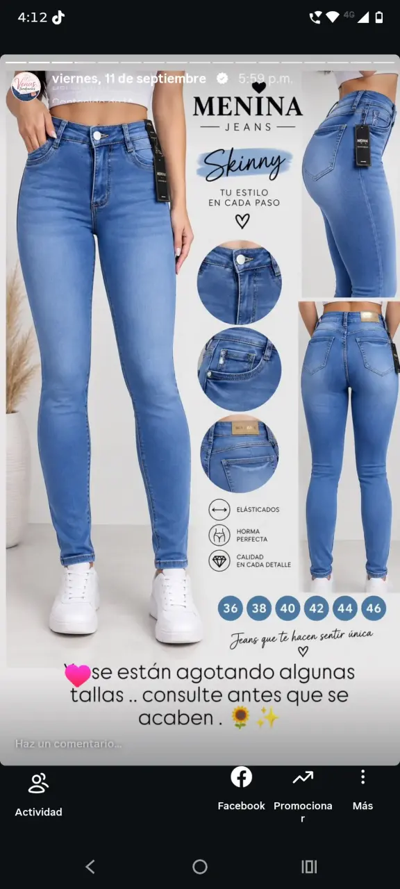 Jeans skinny celeste elásticados Menina