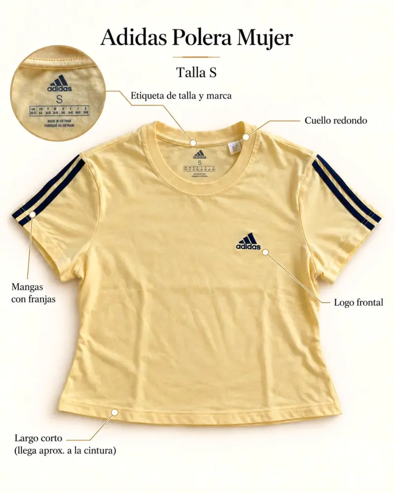 Polera Adidas Mujer Amarilla Talla S - 1