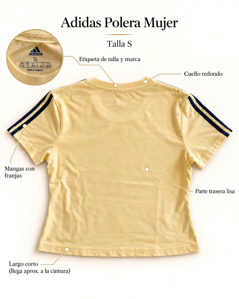 Polera Adidas Mujer Amarilla Talla S - 2