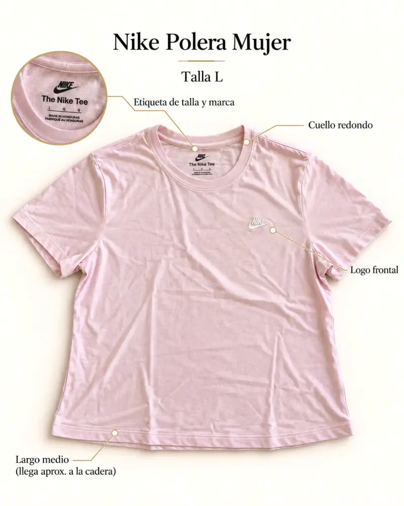 Polera Nike Mujer Rosa Talla L - 2