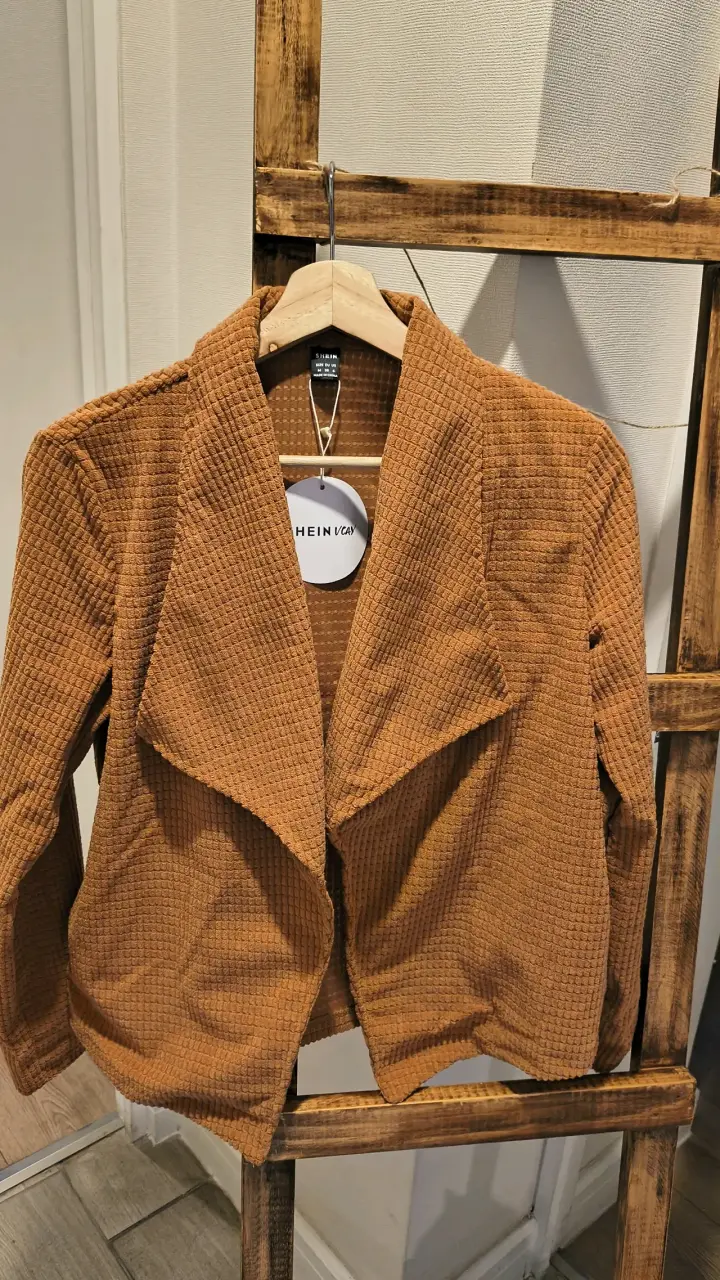 Chaqueta de punto marrón Shein para mujer - 3