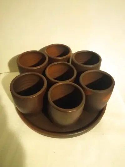 Juego de Vasos de Barro con Bandeja - miniatura 1