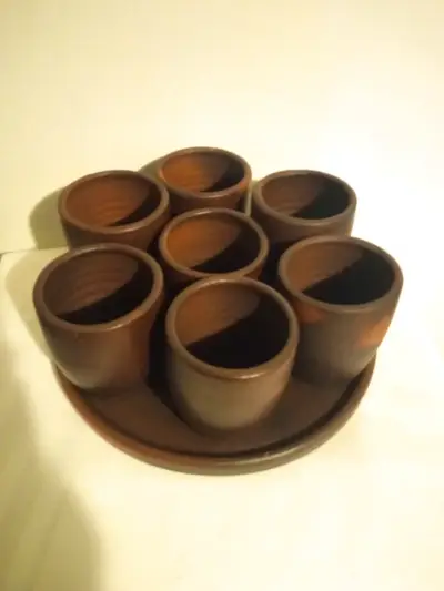 Juego de Vasos de Barro con Bandeja - miniatura 3