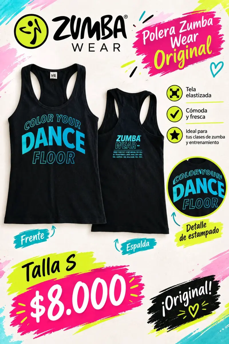 Polera Zumba Wear Original Negra Talla S